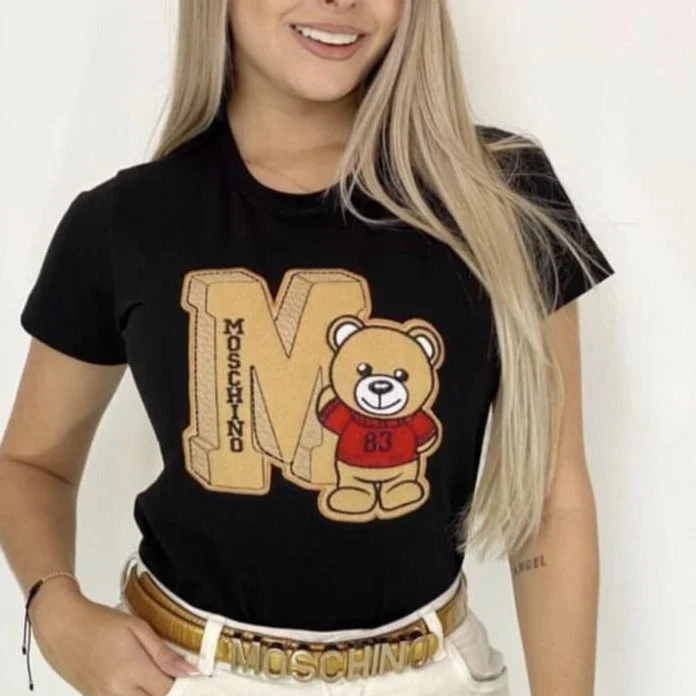 Luxury Bear T-shirt For Women Mesh Canvas Denim