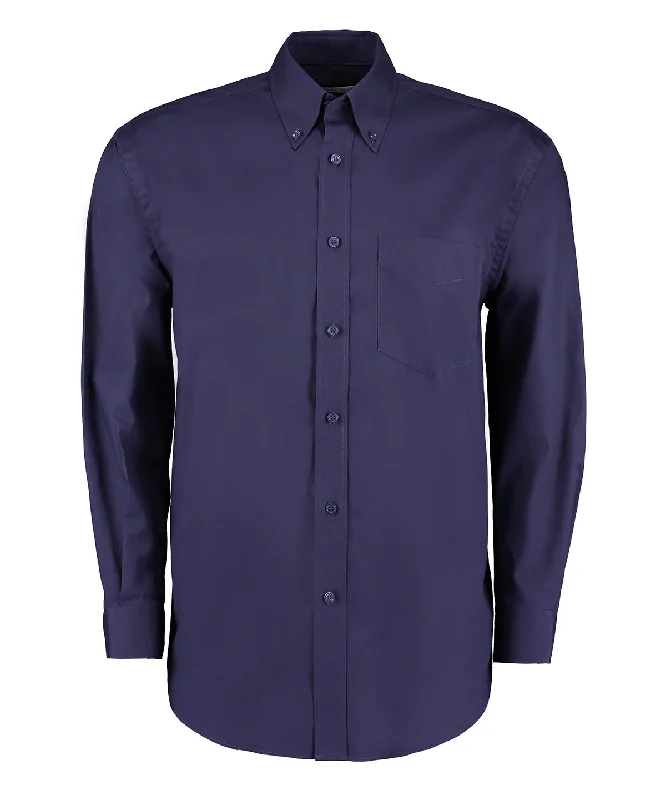 Midnight Navy - Corporate Oxford shirt long-sleeved (classic fit) V-Neck T-Shirt Long Sleeve Cotton