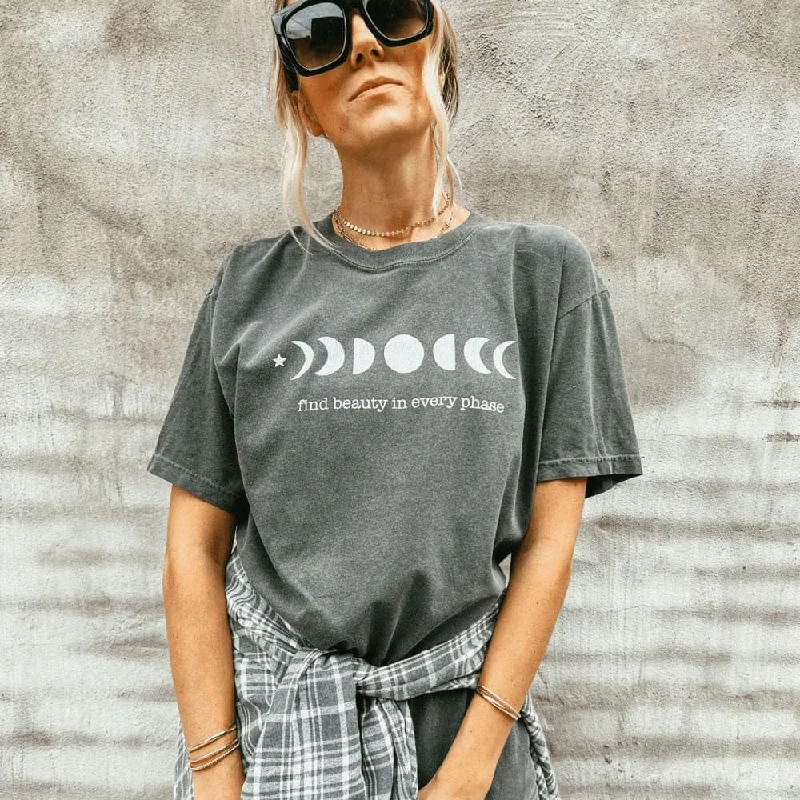 Moon Phase Tee - Pepper Striped Floral Plaid