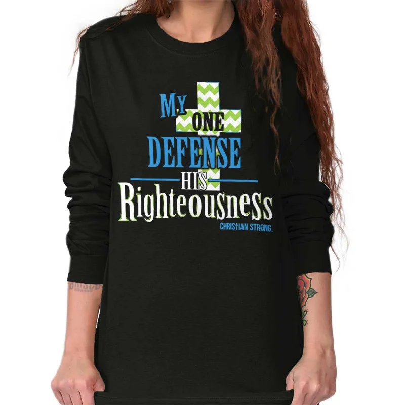 My One Defense Long Sleeve T Shirt Graphic Embroidered Appliqued