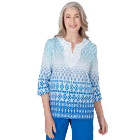 Neptune Beach Ombre Ikat Diamond Woven Shirt Petite Houndstooth Herringbone Solid