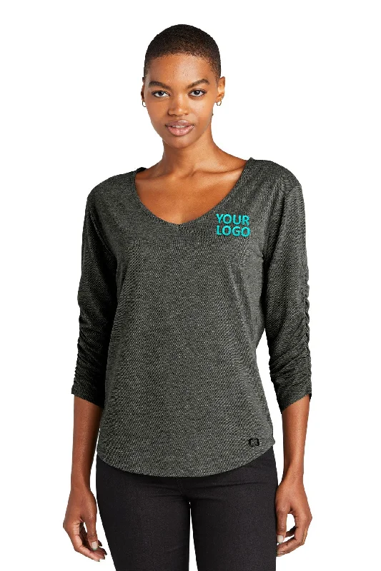 OGIO Ladies Evolution Custom V-Neck Tees, Tarmac Grey Zippered Front Buttoned Front Snap Front