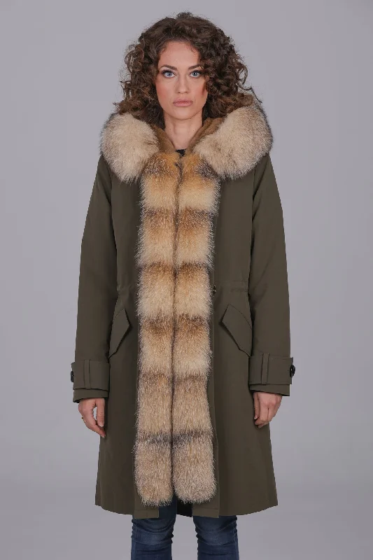 Parka in cotone tecnico impermeabile xlong  Cristal prestige Fluffy Faux Fur Parka