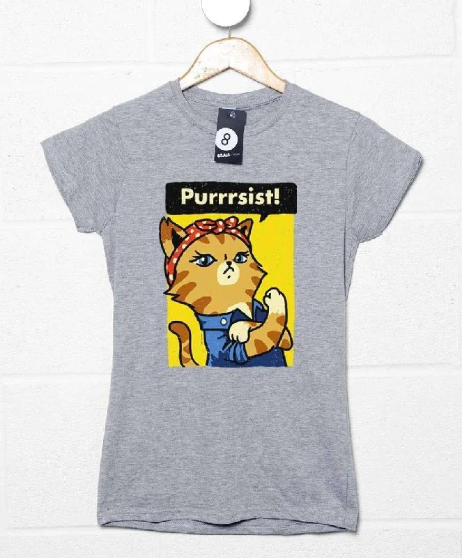 Purrrsist Ladies Fitted T-Shirt Striped Floral Plaid