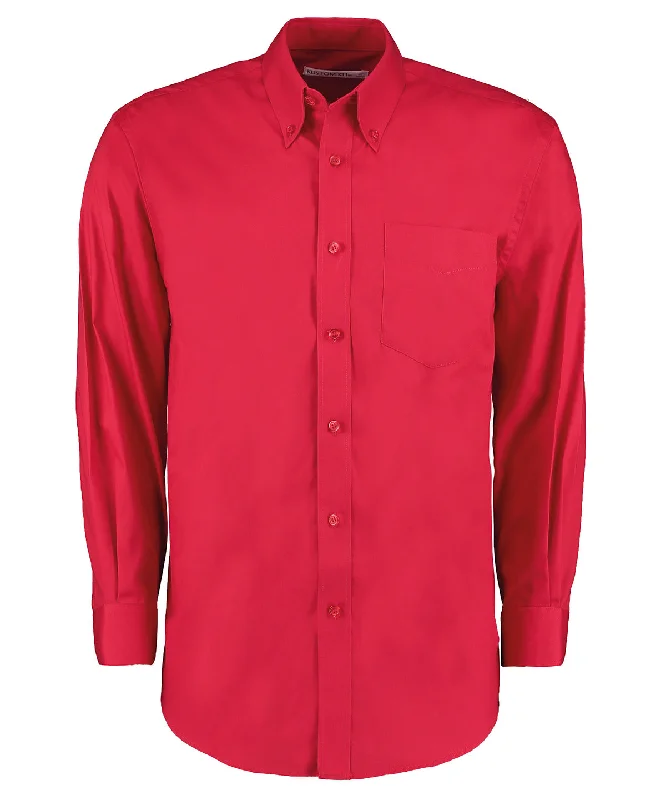 Red - Corporate Oxford shirt long-sleeved (classic fit) Sequined Glittery Shiny