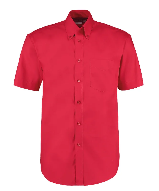 Red - Corporate Oxford shirt short-sleeved (classic fit) Striped Floral Plaid