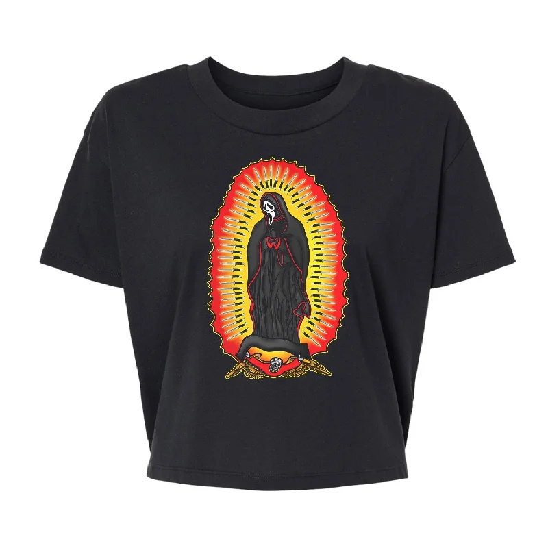 Saint Of Woodsboro 2 - Alternative Women's Crop Tee Hooded Caped Shawl Collar