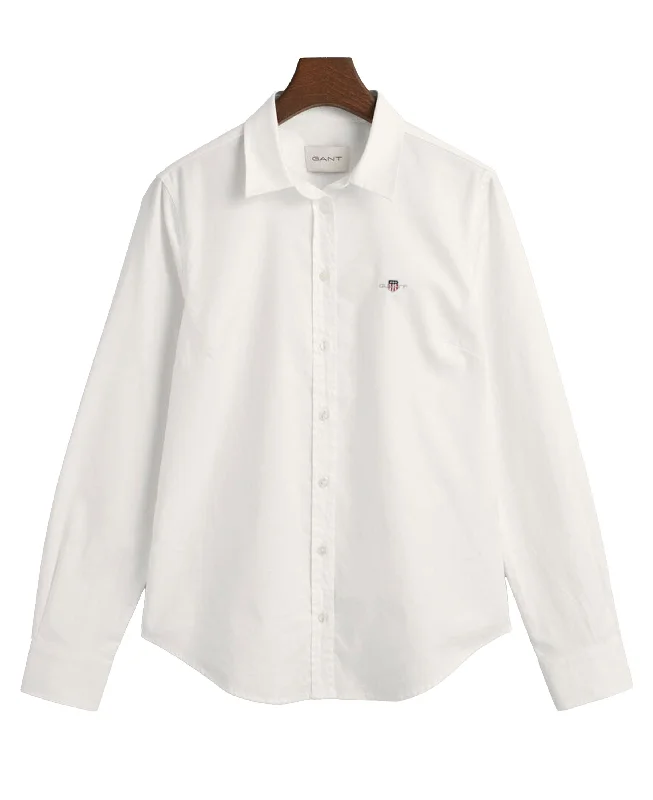 Slim Stretch Oxford Shirt - White Thin T-Shirt Open Front Quick Dry