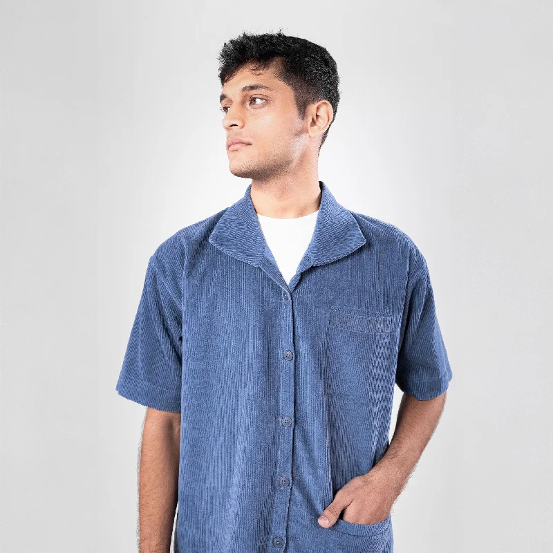 SUPERKICKS | CORDUROY SHIRT { ESTATE BLUE Houndstooth Herringbone Solid