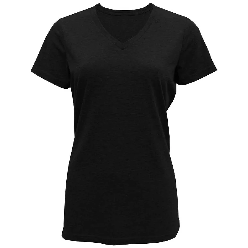 BAW Women's Black Tri-Blend V-Neck T-Shirt Hooded Caped Shawl Collar