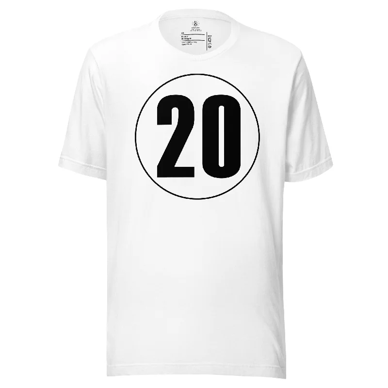 Unisex t-shirt: Black on White 20 Thin T-Shirt Open Front Quick Dry