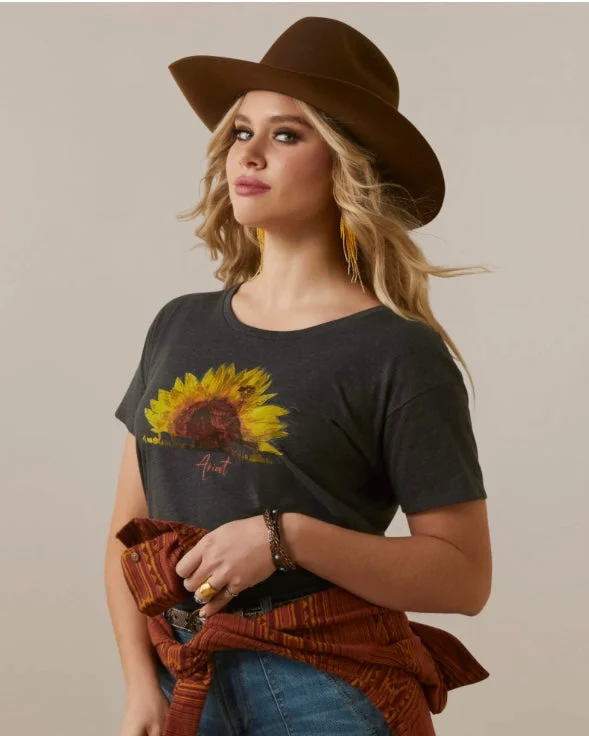 Ariat Sunflower Cow Tee Wool Fabric Cashmere Fabric Tweed Fabric