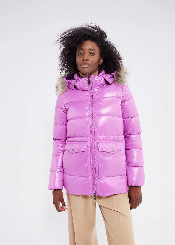 Parka en duvet Authentic Shiny Fuchsia Plush Warm Hooded Parka