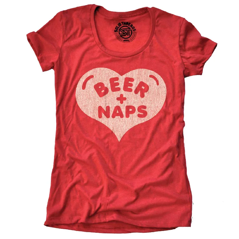 Women's Beer + Naps T-Shirt Ribbed Striped Patterned