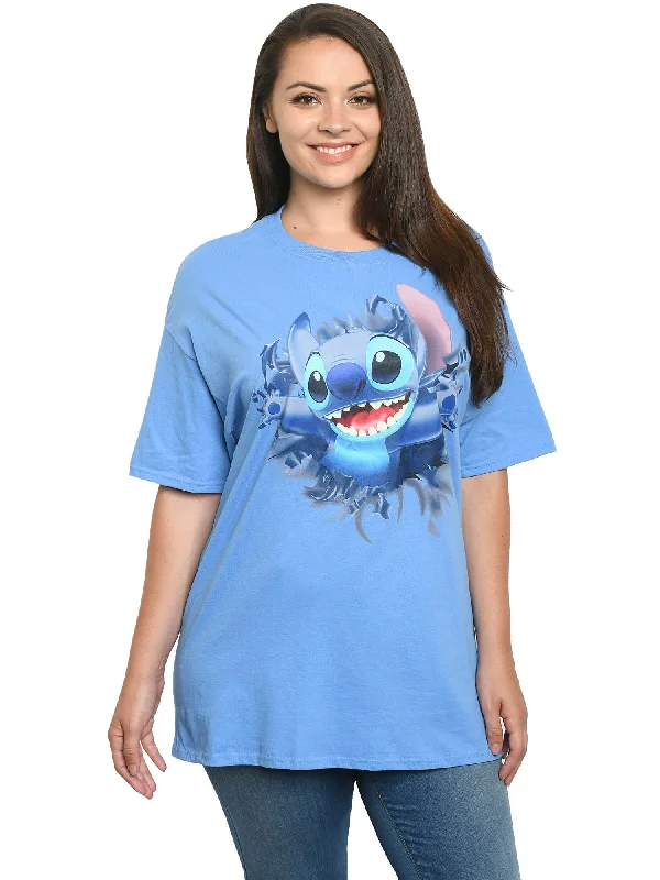 Disney Stitch T-Shirt Blue Front Back Design Women's (Size Small Only) Embroidered Appliqued Beaded