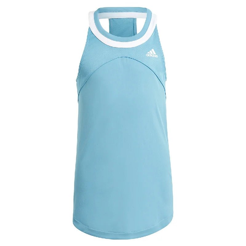 adidas Girls G Club Tank Top (Blue/White) peekaboo tank top