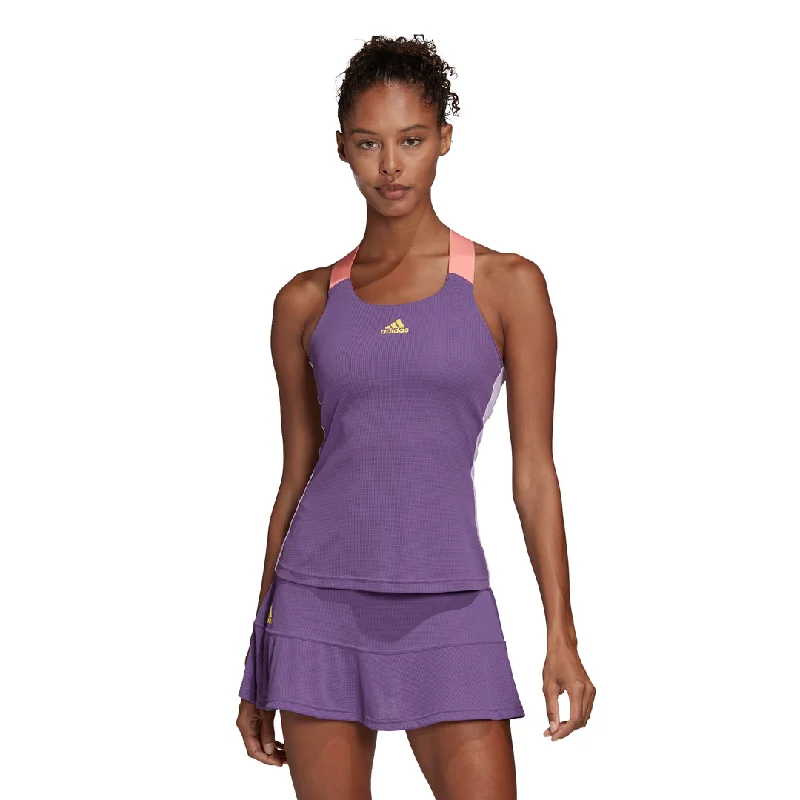 adidas Women's HEAT.RDY Y-Tank Top (Purple) floral tank top