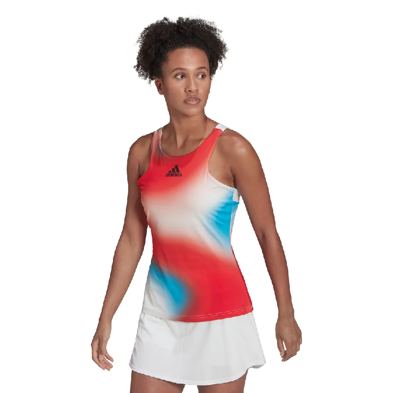 adidas Women's Mel Y-Tank Top (White/Red/Blue) ha7614 boho tank top