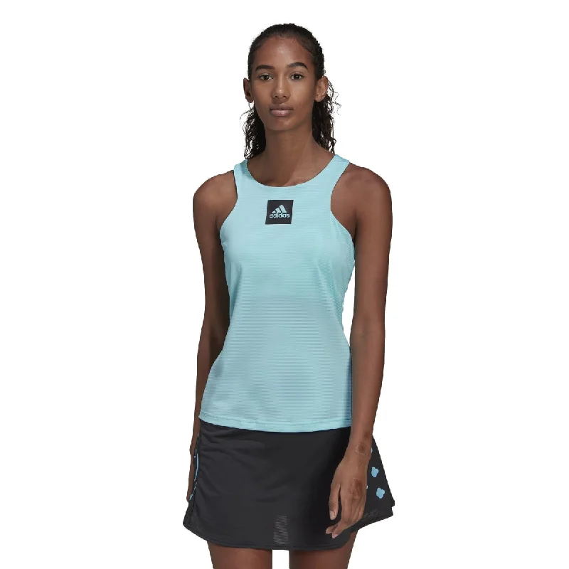 adidas Women's Primeblue Heat.Rdy Tennis Y-Tank Top (Blue/Black) vintage tank top