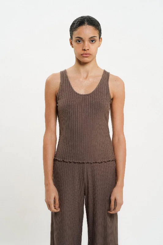 Chami Tank Top Brown scoop neck tank