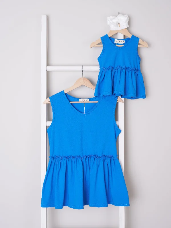 Mom & Me Royal Blue Peplum Tank essential tank top