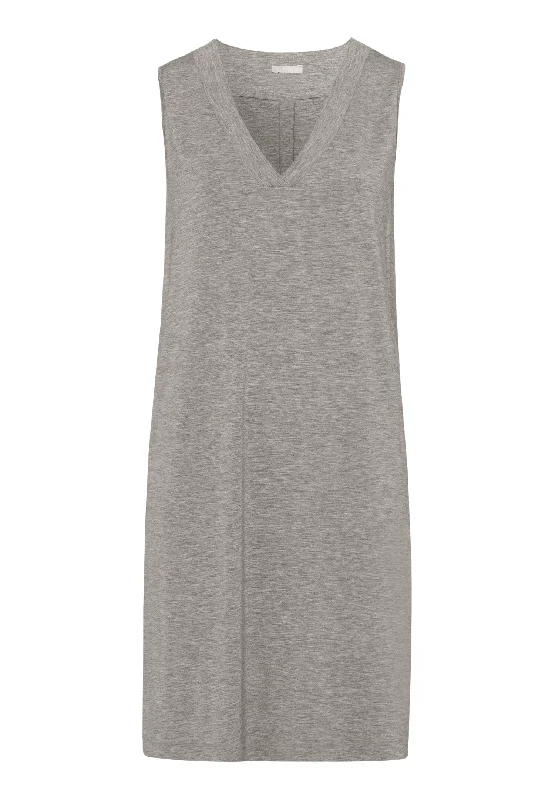 Champagne V-Neck Tank Nightgown | Grey Melange 76473-958 flirty tank top