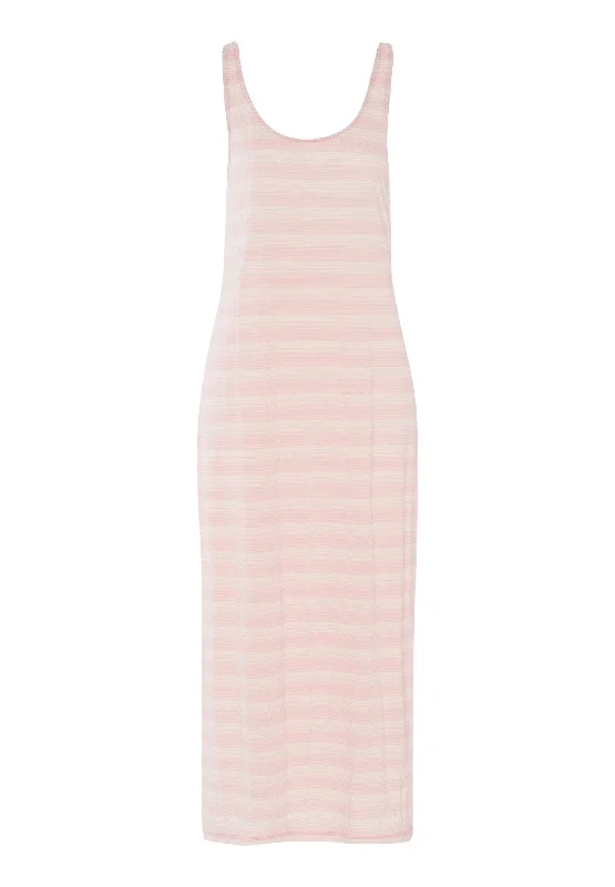 Laura Cotton Blend Tank Nightgown | Coral Stripes 77655-2881 modal blend tank