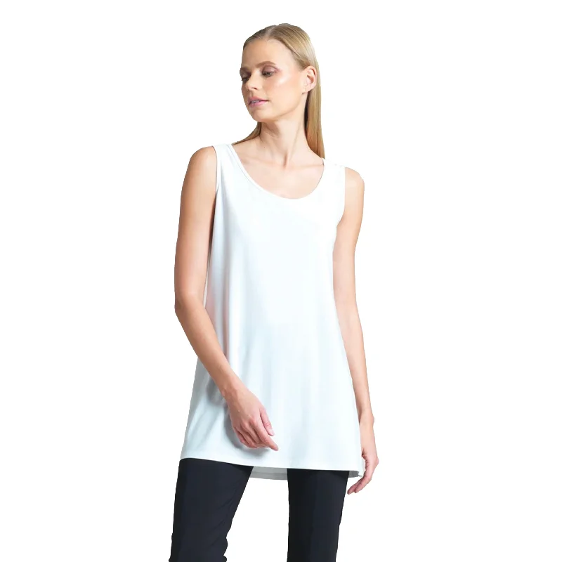 Clara Sunwoo Long "Extender" Tank Top in White - TKL-WHT - Size XS Only! peekaboo tank top