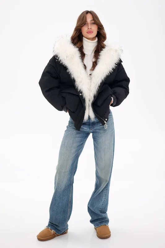 Genuine Fur Down Fill Parka Stylish Layered Parka Jacket