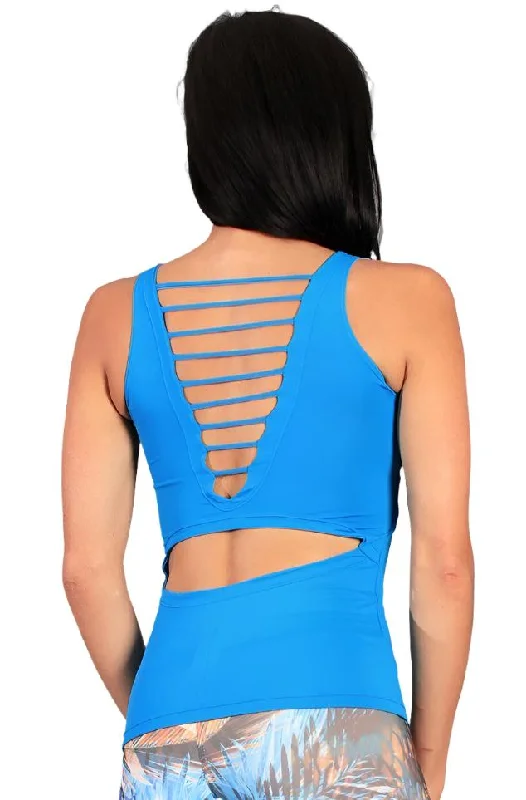 Equilibrium Active Wear Surprise Tank Top  LT1056 Light Blue halter tank top