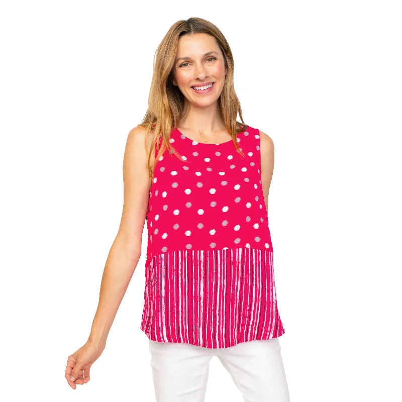 Habitat Express Mix Print Side Button Tank in Rose - 33201-RS teal tank top