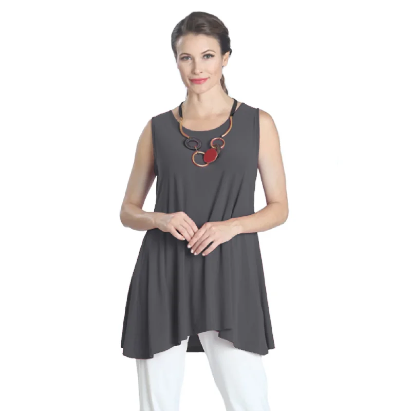 IC Collection Extender Length Tank in Charcoal - 6822T-CHC gold tank top