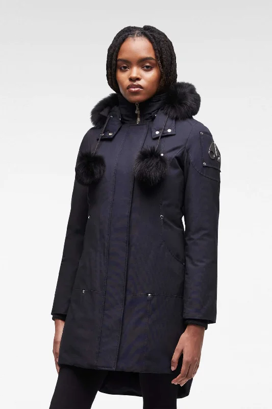 Moose Knuckles - Stirling Parka LDS- Navy/Black Fox Fur Puffer Hooded Parka Coat