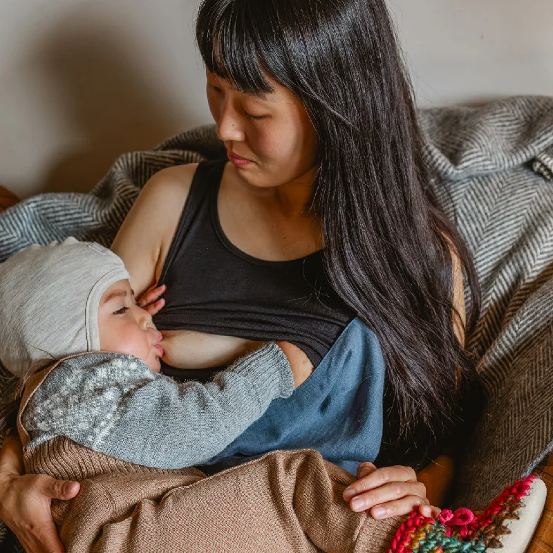 Breastfeeding/Maternity Tank in Merino/Silk white tank top