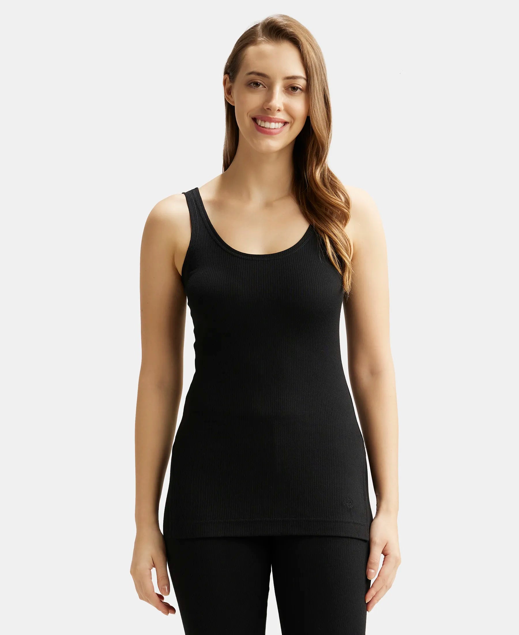 Super Combed Cotton Rich Thermal Tank Top with StayWarm Technology - Black fashionable tank top