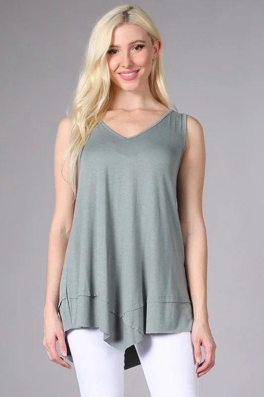 V-Neck Tank Top - Light Sage stylish tank top