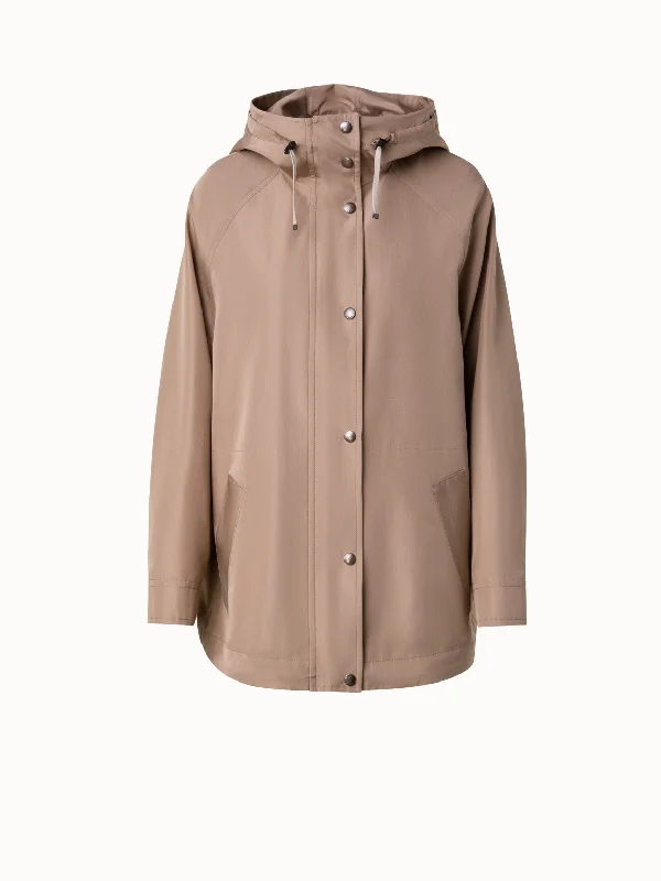 Water Repellent Parka in 100% Mulberry Silk Hooded Puffy Parka Coat