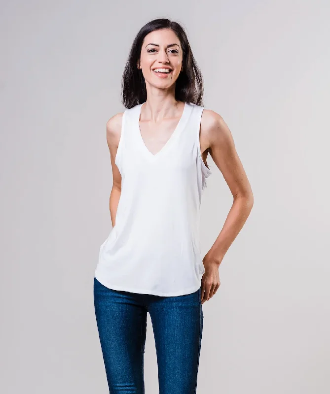 Zen Lightweight Jersey Tank - White black tank top