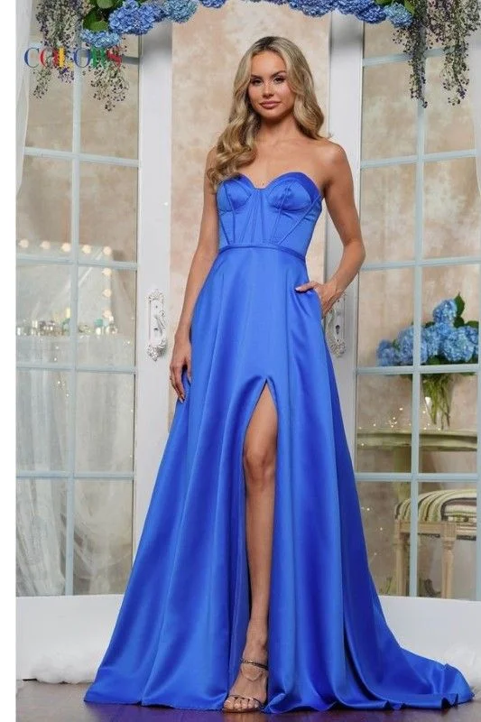 Colors Dress -3434 Sweetheart Satin Corset Bodice A-Line Dress Tunics Sale discount