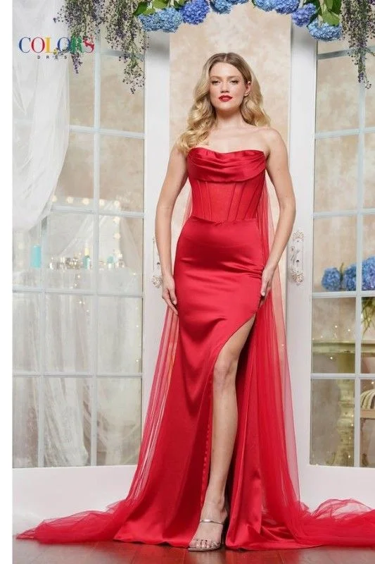 Colors Dress -3530 V-Neck Satin Sheath Dress Tunics Trendy modern