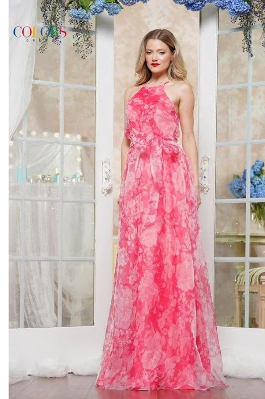 Colors Dress -3573 Halter Neck Organza Printed Ball Gown Tunics Trousers formal