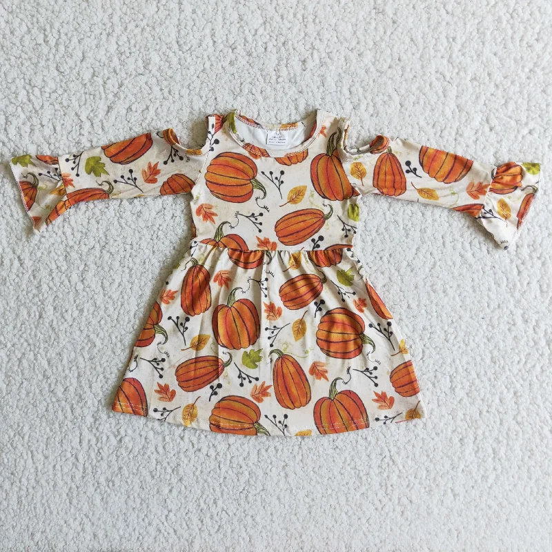 6 A12-2 Girl Pumpkin  Off-The-Shoulder Dress-promotion 2024.9.14 Tunics stripes playful