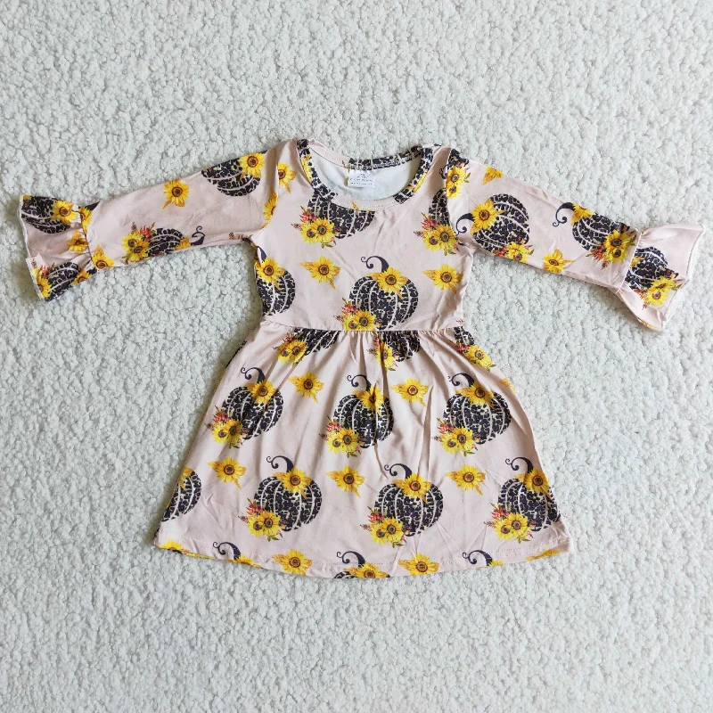 6 A20-16 Girl Sunflower Pumpkin Leopard Dress-promotion 2024.9.21 Tunics Short Trendy