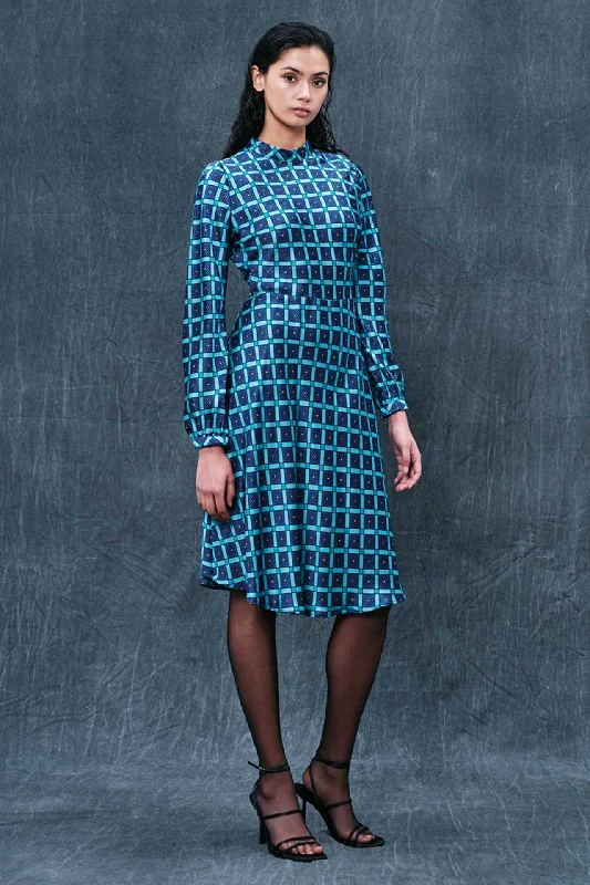 Geometric Long Sleeved Dress Tunics Office stylish