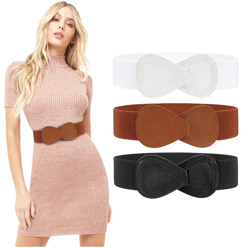 JASGOOD Women Stretchy Belt for Dresses Vintage Elastic Wide Waist Belt Tunics Occasion special