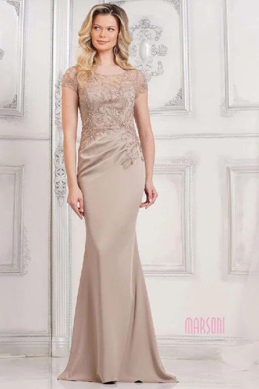 Marsoni by Colors -MV1317 Beaded Bodice Ruched Fitted Sheath Dress Tunics Trousers formal