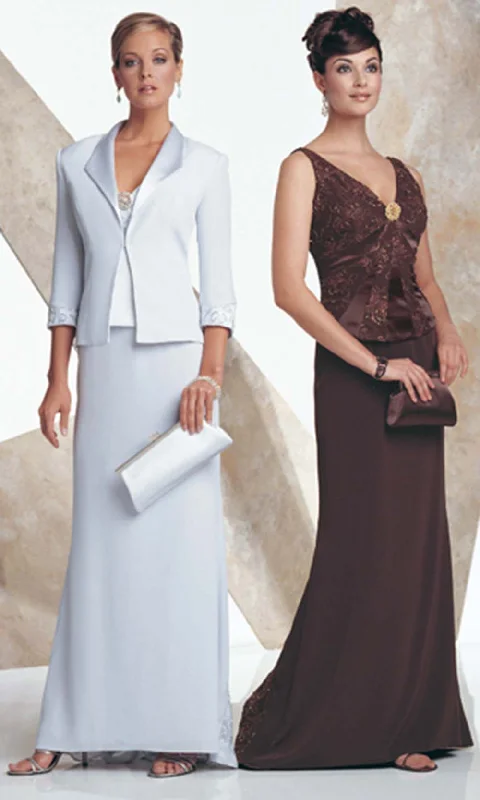 Montage by Mon Cheri - Accented V-Neck Long Dress with Jacket 17942P Tunics Luxurious high-end