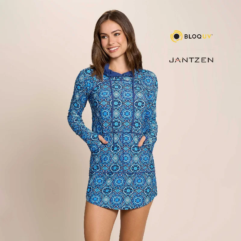 MOROCCAN TILES HOODIE DRESS Elegant Long Evening