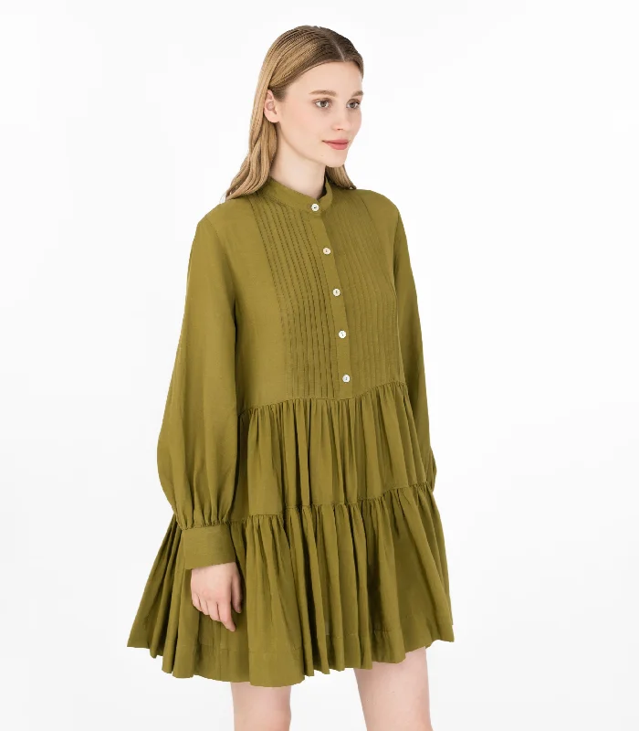 Olive Shirt Dress Green Tunics Sophisticated sleek