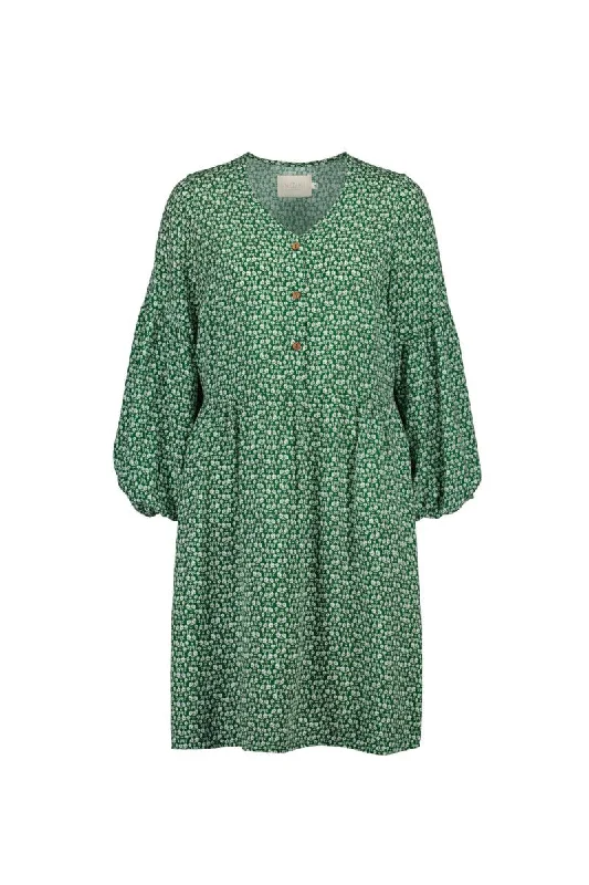 Tovi Button Dress Green Boatneck Modish Everyday